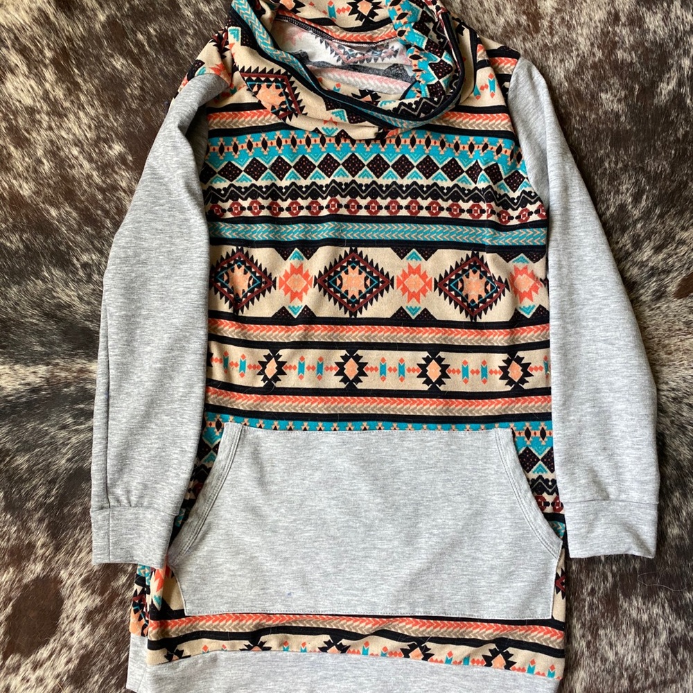Aztec Cowl Neck Pullover